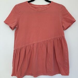 Gap Coral Peplum Top Short Sleeve Babydoll Tee Size XS
